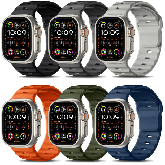 Wepro 6 Pack Sport Band Compatible with Apple Watch Ultra 2/Ultra Band 49mm 46mm 45mm 44mm 42mm for Men, Soft Silicone Waterproof Rugged Breathable Strap for iWatch Series 10 9 8 7 6 SE 5 4 3 2 1